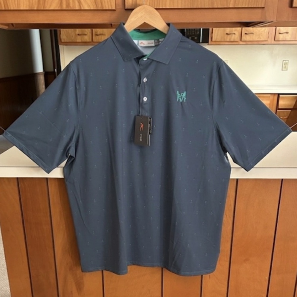 KJUS Men's Size XXL Blue Short Sleeve Golf Polo Shirt - Green Flag Pins
T - Picture 3 of 16